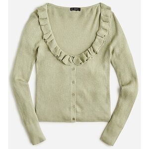 J. Crew Silk-cashmere blend ruffle cardigan sweater